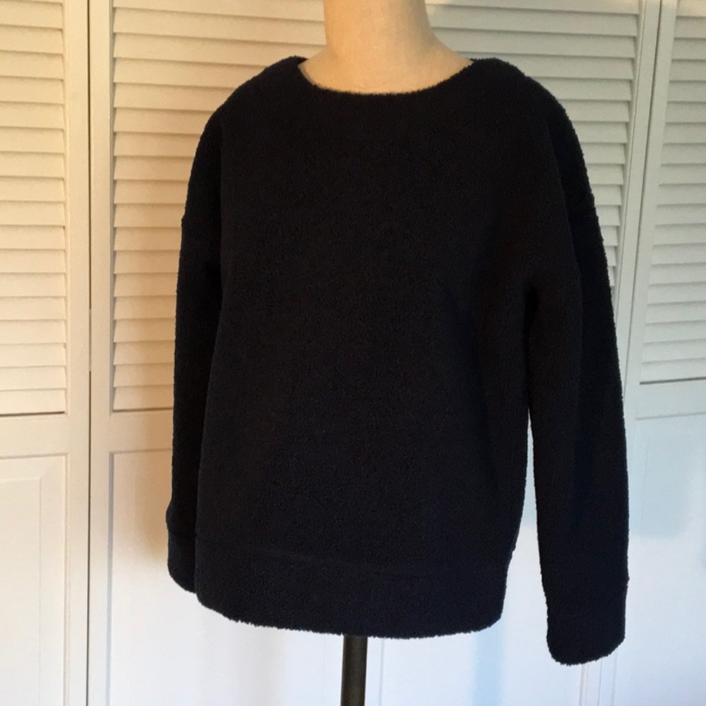 JCrew Teddy cropped pullover sweatshirt in navy